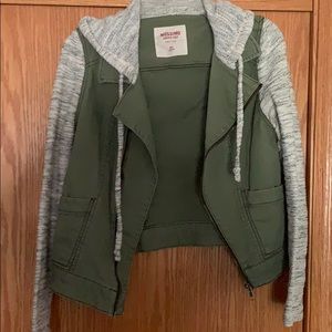 Army green and grey bomber jacket